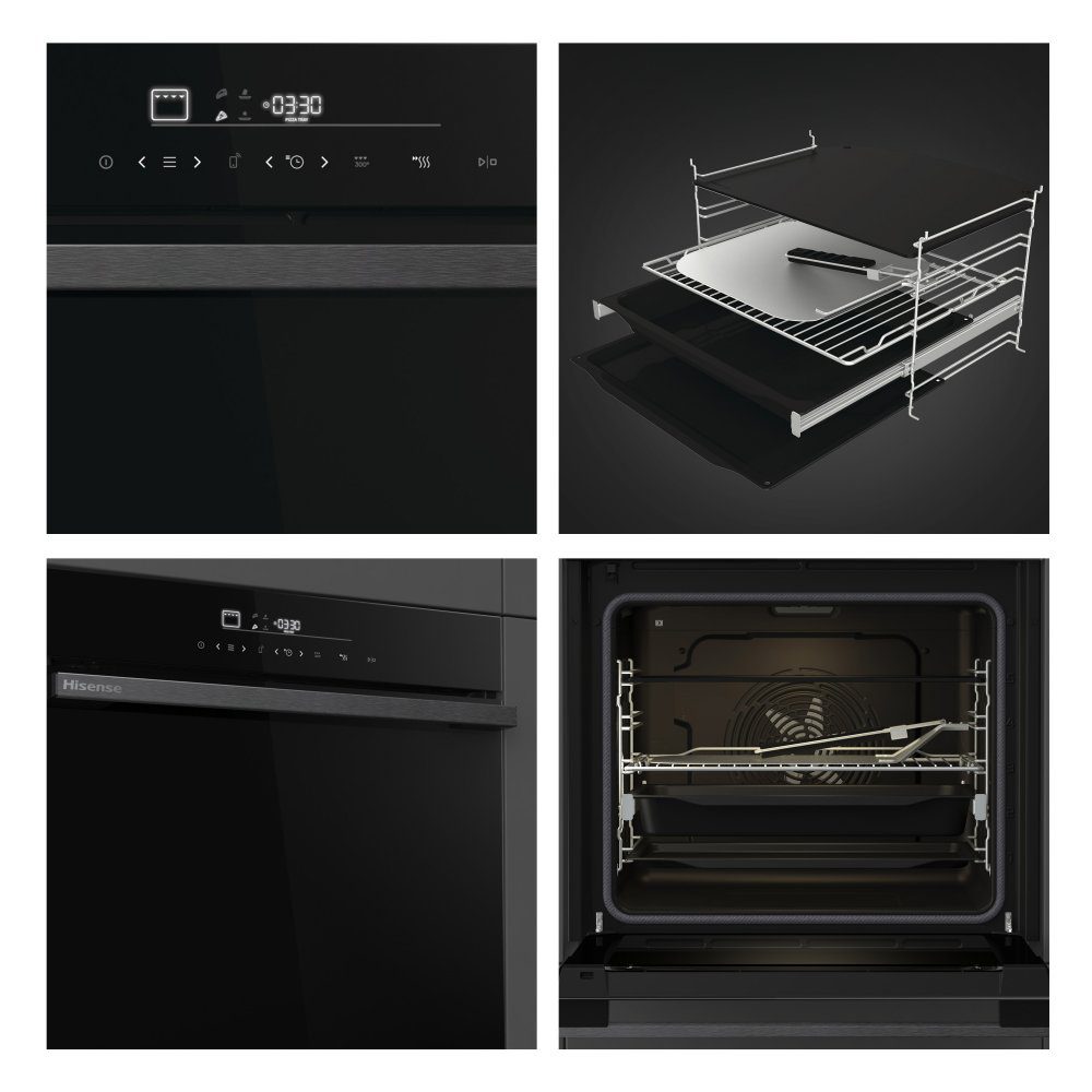 Hisense Hi6 BlackLine Pyrolytic Steam Add Single Oven HO66FAPIZZACHEF - Black Hisense Hi6 BlackLine Pyrolytic Steam Add Single Oven HO66FAPIZZACHEF - Black