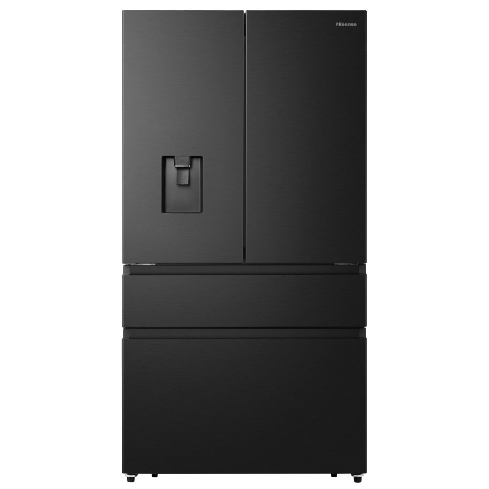 Hisense  PureFlat French Style Fridge Freezer With Water Dispenser Non Plumbed RF749N4SWFE - BLACK STEEL