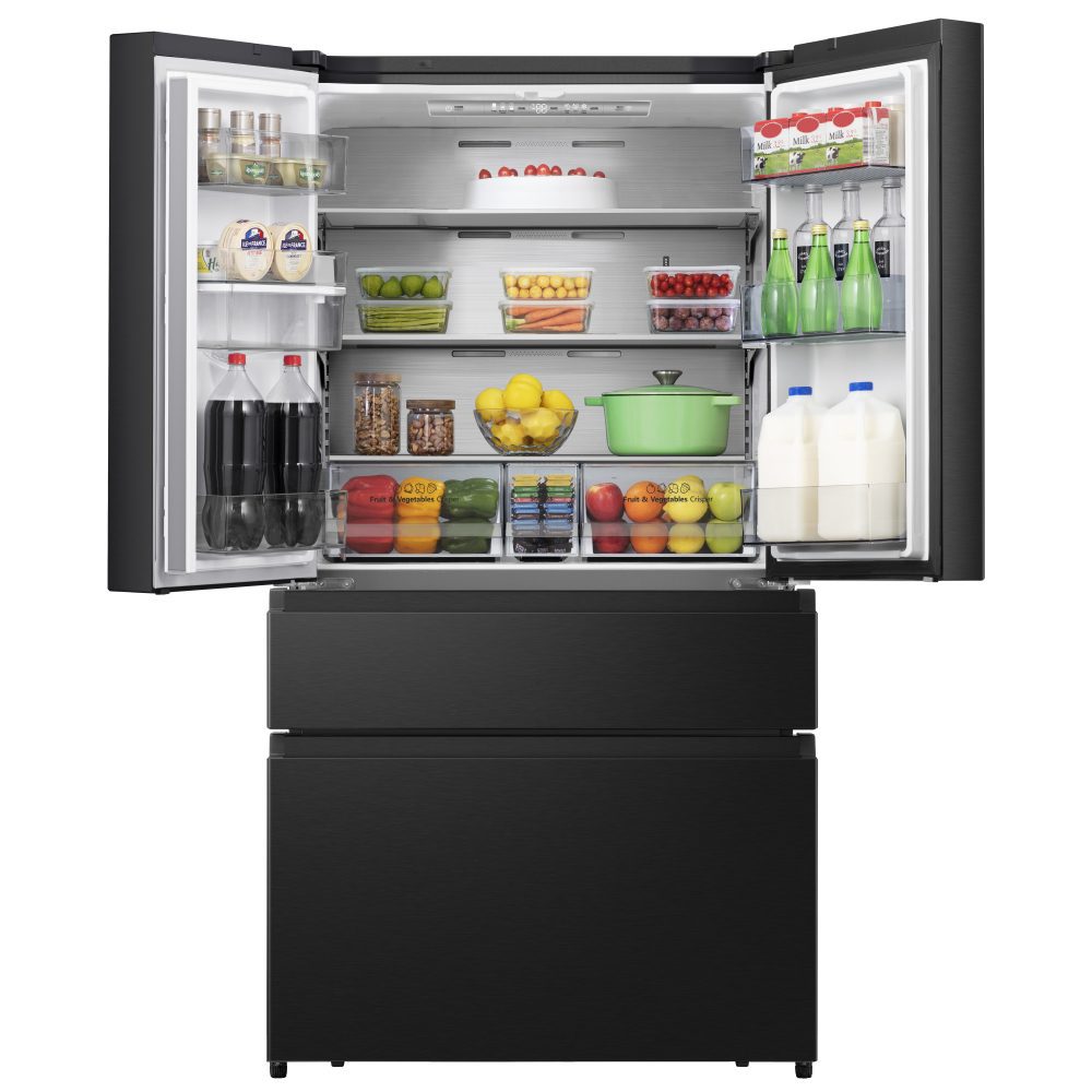 Hisense PureFlat French Style Fridge Freezer With Water Dispenser Non Plumbed RF749N4SWFE - BLACK STEEL Hisense PureFlat French Style Fridge Freezer With Water Dispenser Non Plumbed RF749N4SWFE - BLACK STEEL