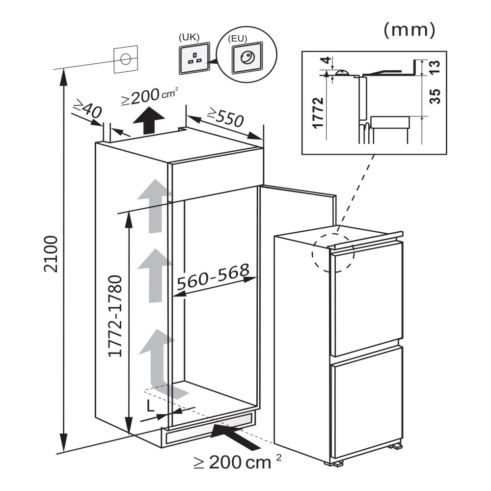 Hisense 178cm Integrated 70/30 Frost Free Fridge Freezer RIB312F4AWE Hisense 178cm Integrated 70/30 Frost Free Fridge Freezer RIB312F4AWE