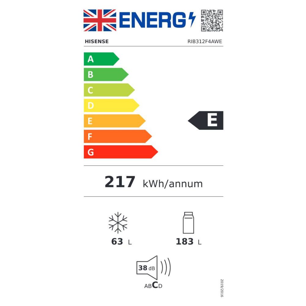 Hisense 178cm Integrated 70/30 Frost Free Fridge Freezer RIB312F4AWE Hisense 178cm Integrated 70/30 Frost Free Fridge Freezer RIB312F4AWE