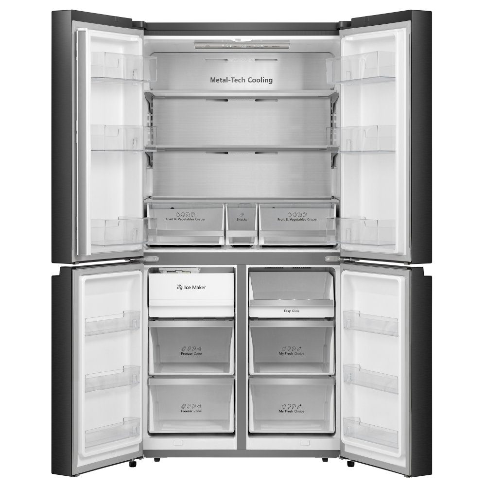 Hisense Four Door Fridge Freezer With Ice Maker Plumbed RQ5X560SFLEF - Black Hisense Four Door Fridge Freezer With Ice Maker Plumbed RQ5X560SFLEF - Black