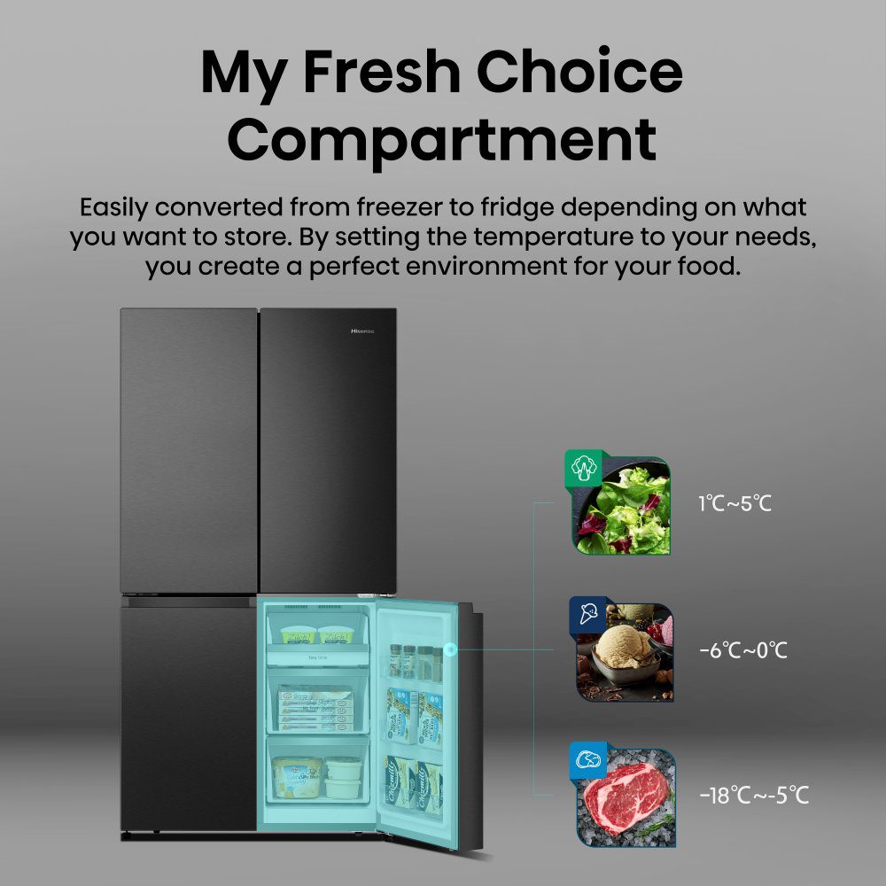 Hisense PureFlat Four Door Fridge Freezer RQ758N4SAFE - BLACK Hisense PureFlat Four Door Fridge Freezer RQ758N4SAFE - BLACK