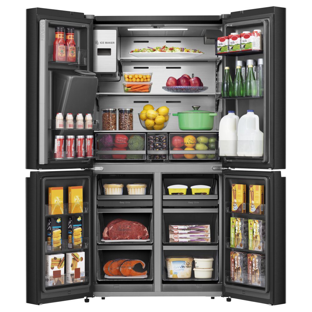 Hisense PureFlat Eclipse Four Door Fridge Freezer With Ice & Water RQ760N4IFE - BLACK STEEL Hisense PureFlat Eclipse Four Door Fridge Freezer With Ice & Water RQ760N4IFE - BLACK STEEL