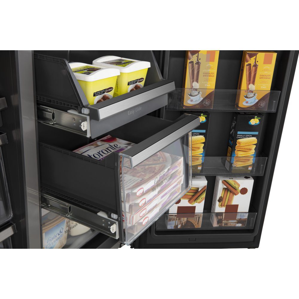 Hisense PureFlat Smart Screen French Style Freezer With Ice & Water Non Plumbed RF9P490GTFE - Black Steel Hisense PureFlat Smart Screen French Style Freezer With Ice & Water Non Plumbed RF9P490GTFE - Black Steel