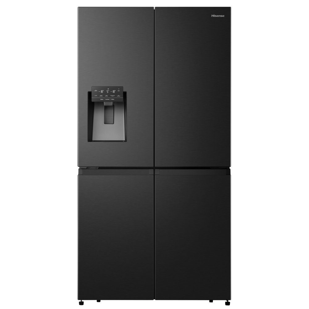 Hisense  PureFlat Four Door Fridge Freezer With Ice & Water Non-Plumbed RQ760N4SBFE - Black Steel