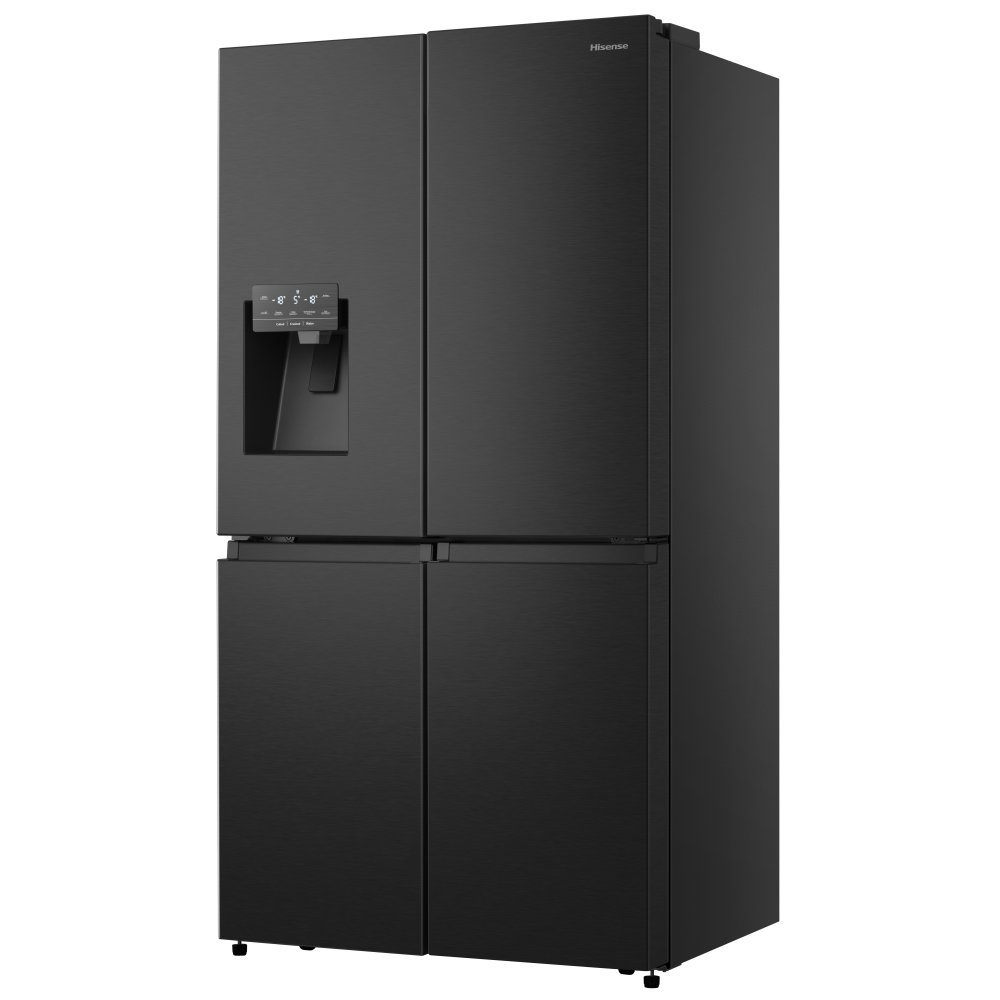 Hisense PureFlat Four Door Fridge Freezer With Ice & Water Non-Plumbed RQ760N4SBFE - Black Steel Hisense PureFlat Four Door Fridge Freezer With Ice & Water Non-Plumbed RQ760N4SBFE - Black Steel