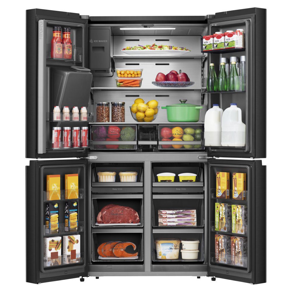 Hisense PureFlat Four Door Fridge Freezer With Ice & Water Non-Plumbed RQ760N4SBFE - Black Steel Hisense PureFlat Four Door Fridge Freezer With Ice & Water Non-Plumbed RQ760N4SBFE - Black Steel