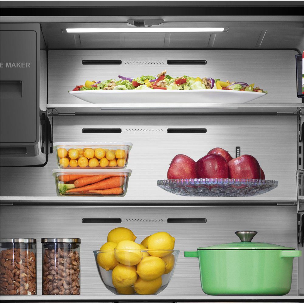Hisense PureFlat Four Door Fridge Freezer With Ice & Water Non-Plumbed RQ760N4SBFE - Black Steel Hisense PureFlat Four Door Fridge Freezer With Ice & Water Non-Plumbed RQ760N4SBFE - Black Steel