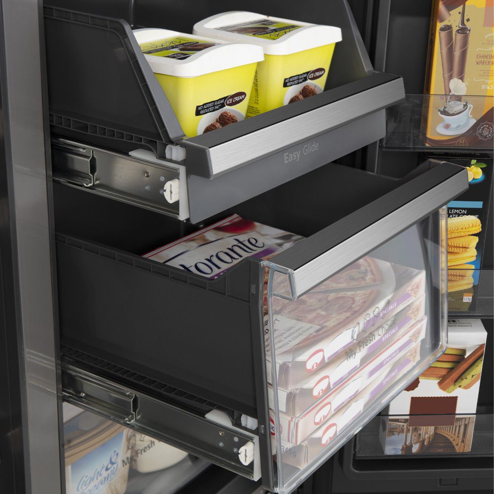 Hisense PureFlat Four Door Fridge Freezer With Ice & Water Non-Plumbed RQ760N4SBFE - Black Steel Hisense PureFlat Four Door Fridge Freezer With Ice & Water Non-Plumbed RQ760N4SBFE - Black Steel