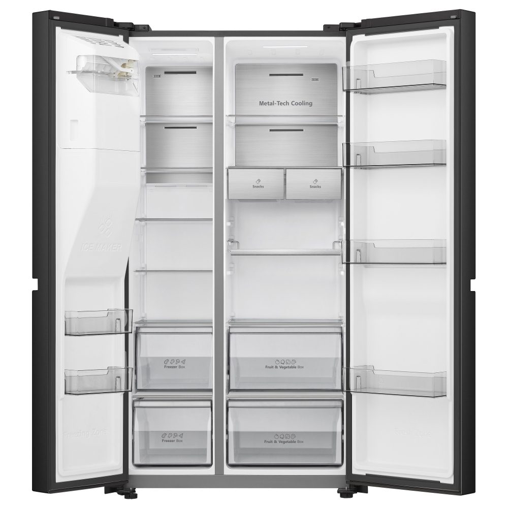 Hisense PureFlat Infinite American Fridge Freezer Ice & Water RS818N4IFE - BLACK STEEL Hisense PureFlat Infinite American Fridge Freezer Ice & Water RS818N4IFE - BLACK STEEL