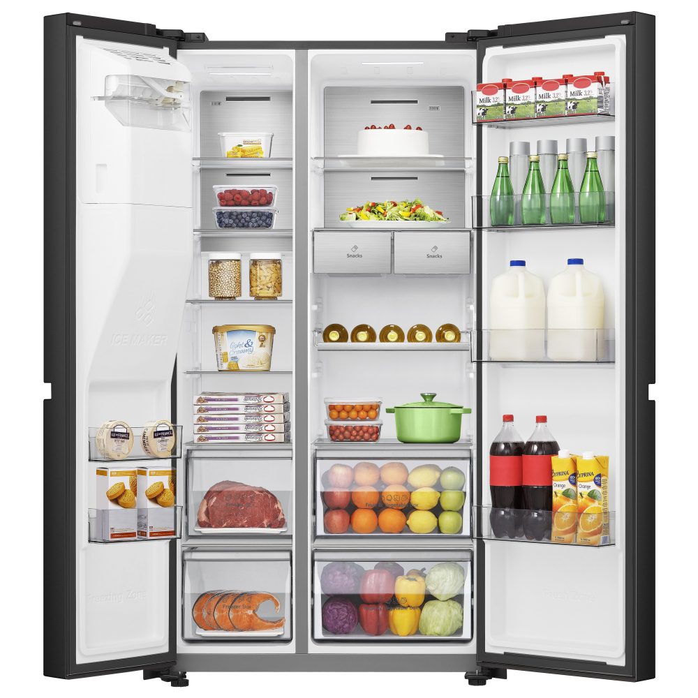 Hisense PureFlat Infinite American Fridge Freezer Ice & Water RS818N4IFE - BLACK STEEL Hisense PureFlat Infinite American Fridge Freezer Ice & Water RS818N4IFE - BLACK STEEL