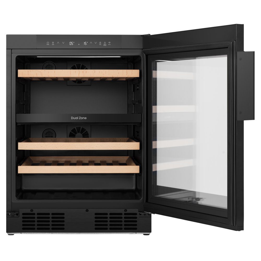 Hisense 60cm Freestanding Undercounter Dual Zone Wine Cooler RW3N122GSLF - Black Hisense 60cm Freestanding Undercounter Dual Zone Wine Cooler RW3N122GSLF - Black