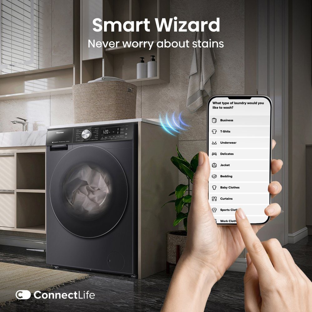 Hisense 10.5kg/6kg 5S Series Autodose WiFi Washer Dryer WD5S1045BB - Black Hisense 10.5kg/6kg 5S Series Autodose WiFi Washer Dryer WD5S1045BB - Black