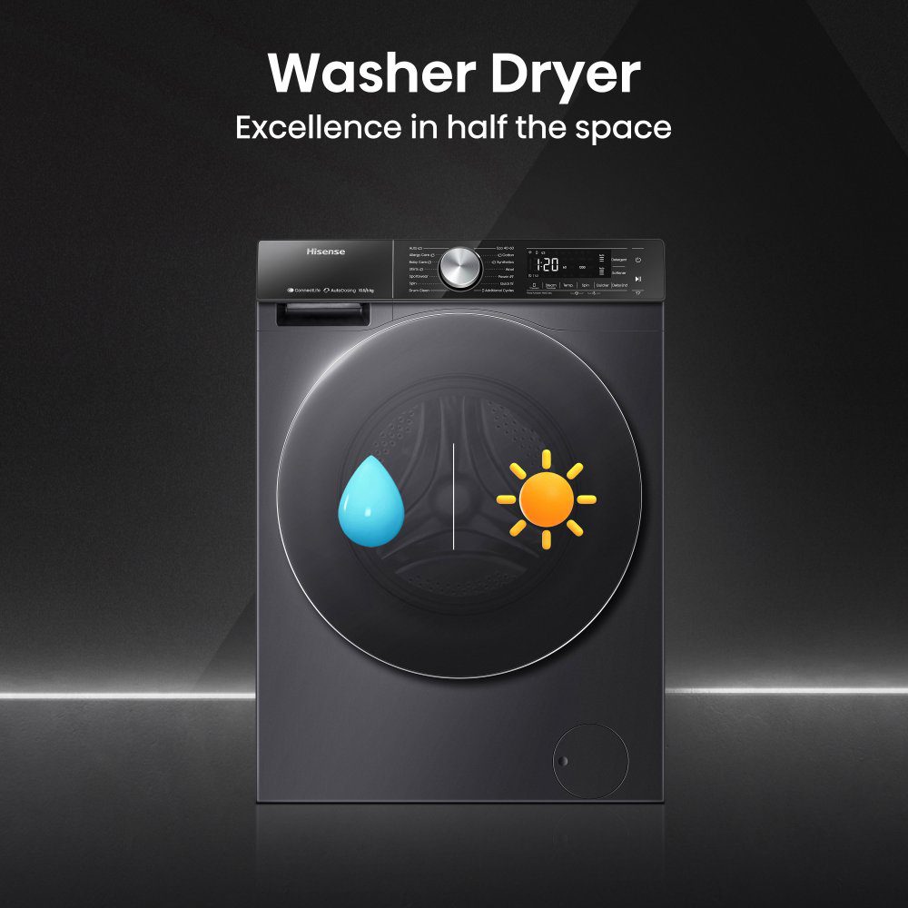 Hisense 10.5kg/6kg 5S Series Autodose WiFi Washer Dryer WD5S1045BB - Black Hisense 10.5kg/6kg 5S Series Autodose WiFi Washer Dryer WD5S1045BB - Black