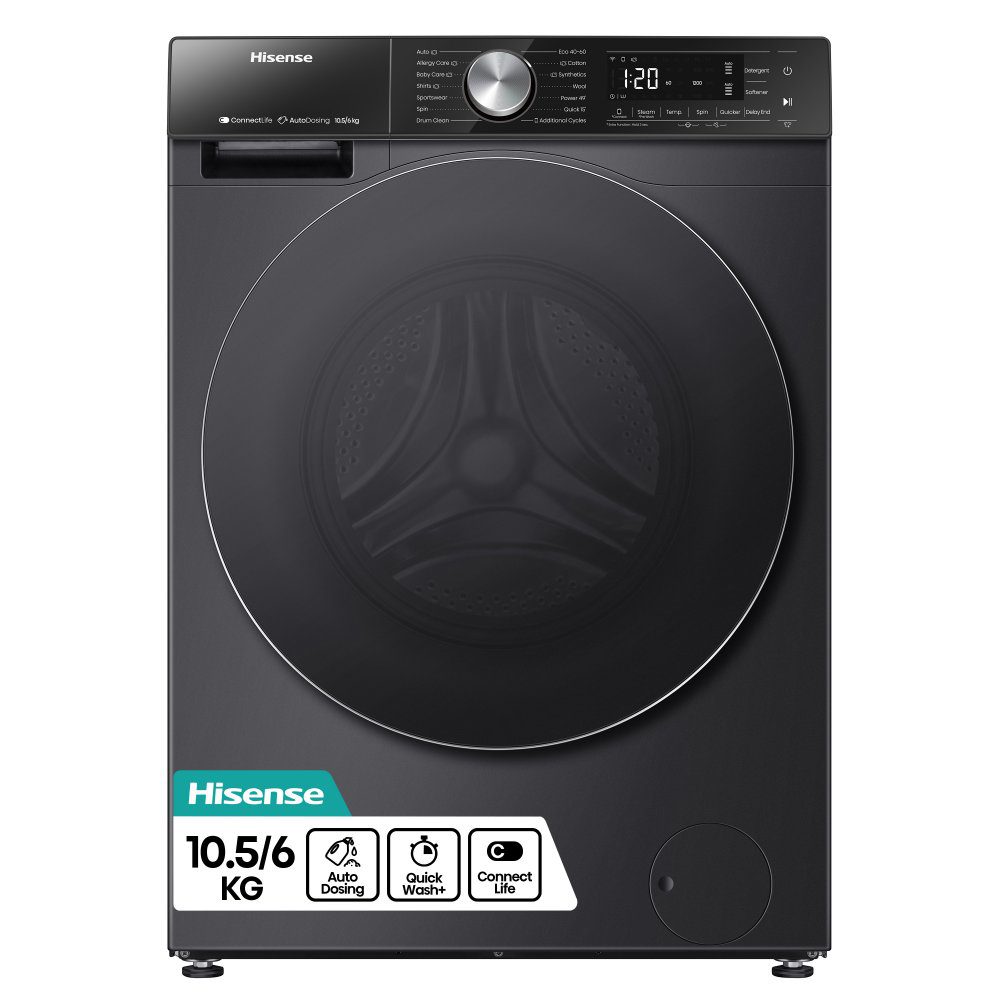 Hisense 10.5kg/6kg 5S Series Autodose WiFi Washer Dryer WD5S1045BB - Black Hisense 10.5kg/6kg 5S Series Autodose WiFi Washer Dryer WD5S1045BB - Black