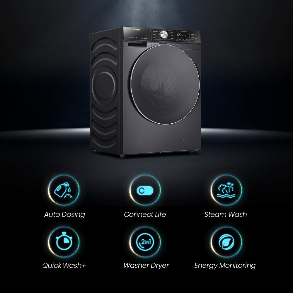 Hisense 10.5kg/6kg 5S Series Autodose WiFi Washer Dryer WD5S1045BB - Black Hisense 10.5kg/6kg 5S Series Autodose WiFi Washer Dryer WD5S1045BB - Black