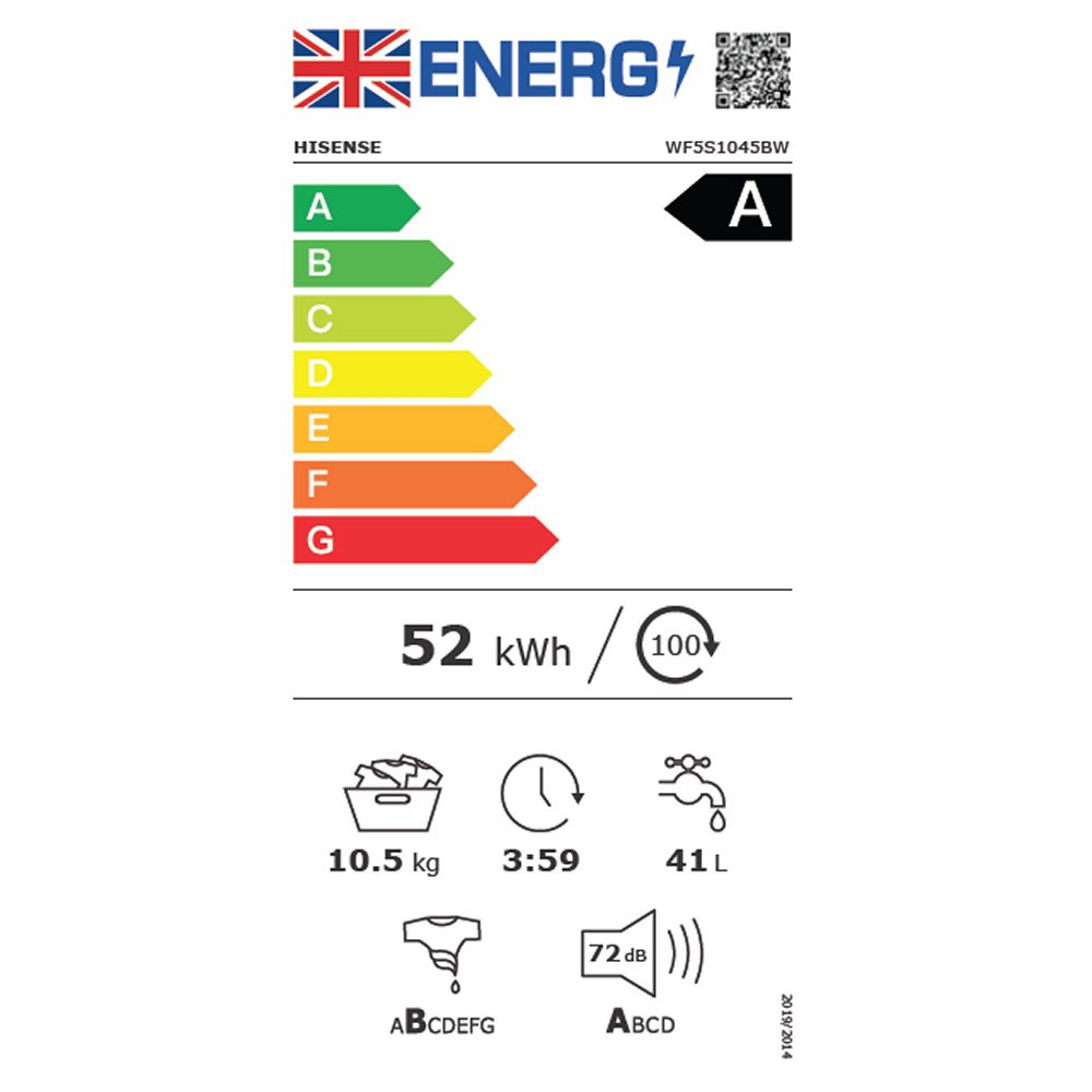Hisense 10.5kg 5S Series Autodose WiFi-Enabled Washing Machine 1400rpm WF5S1045BW - White Hisense 10.5kg 5S Series Autodose WiFi-Enabled Washing Machine 1400rpm WF5S1045BW - White