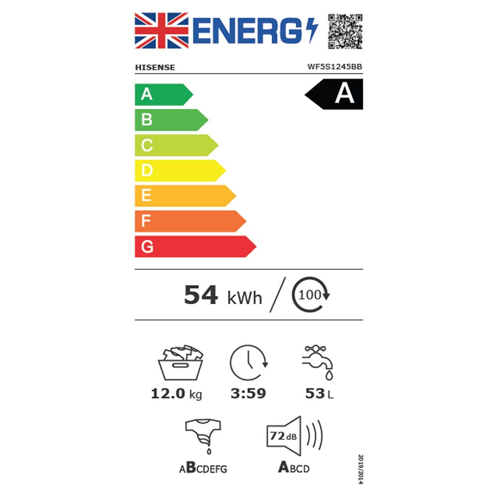 Hisense 12kg 5S Series Autodose WiFi-Enabled Washing Machine 1400rpm WF5S1245BB - Black Hisense 12kg 5S Series Autodose WiFi-Enabled Washing Machine 1400rpm WF5S1245BB - Black