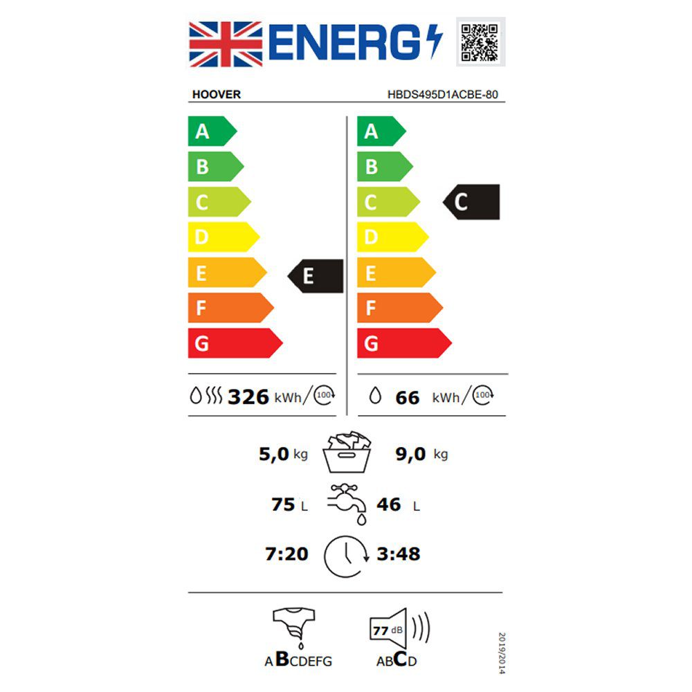 Hoover 9kg/5kg Fully Integrated Washer Dryer HBDS495D1ACBE-80 Hoover 9kg/5kg Fully Integrated Washer Dryer HBDS495D1ACBE-80