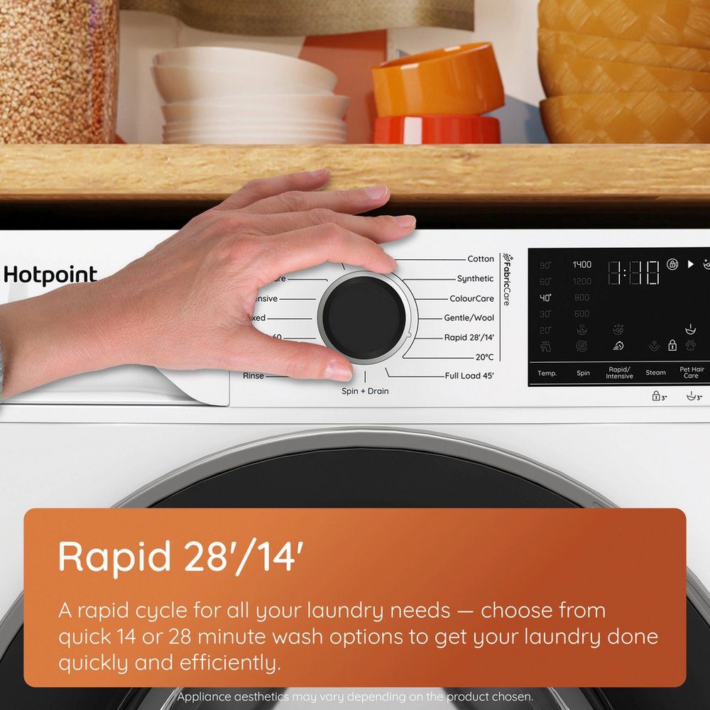 Hotpoint 9kg Washing Machine 1400rpm HBWH 93 CARE UK - White Hotpoint 9kg Washing Machine 1400rpm HBWH 93 CARE UK - White