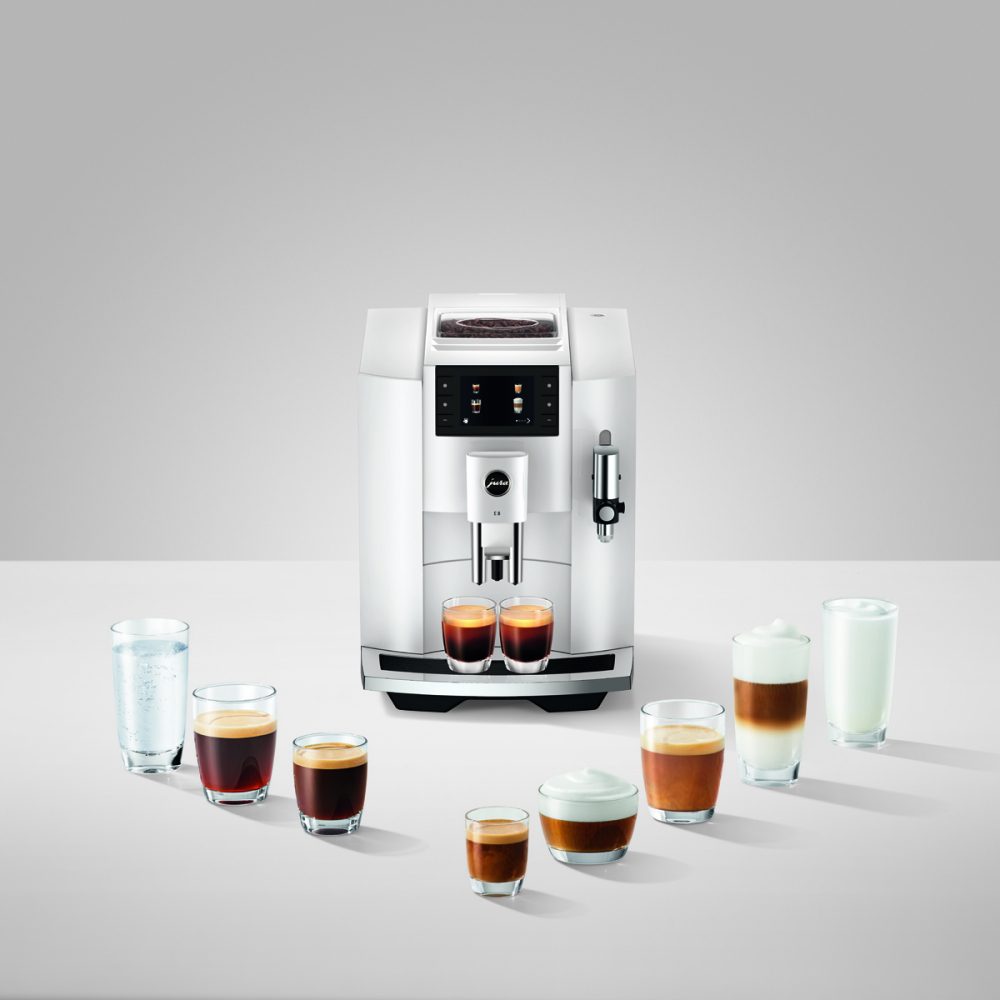 Jura E8 Piano White Freestanding Fully Automatic Coffee Machine 15662 - White Jura E8 Piano White Freestanding Fully Automatic Coffee Machine 15662 - White