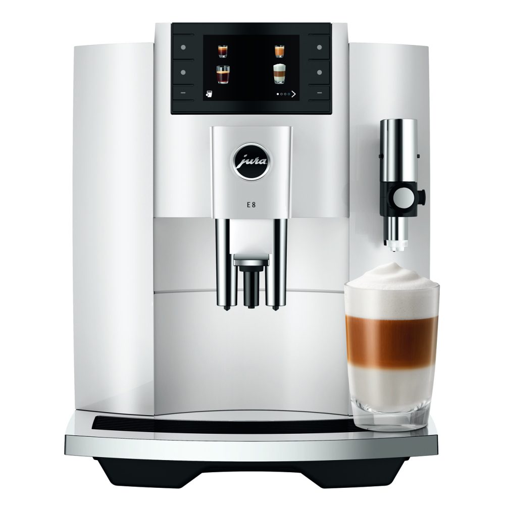 Jura E8 Piano White Freestanding Fully Automatic Coffee Machine 15662 - White Jura E8 Piano White Freestanding Fully Automatic Coffee Machine 15662 - White