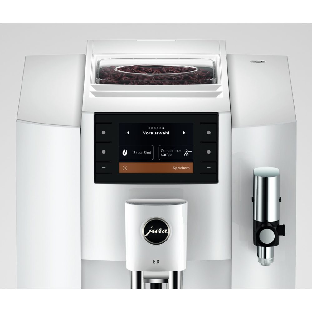 Jura E8 Piano White Freestanding Fully Automatic Coffee Machine 15662 - White Jura E8 Piano White Freestanding Fully Automatic Coffee Machine 15662 - White