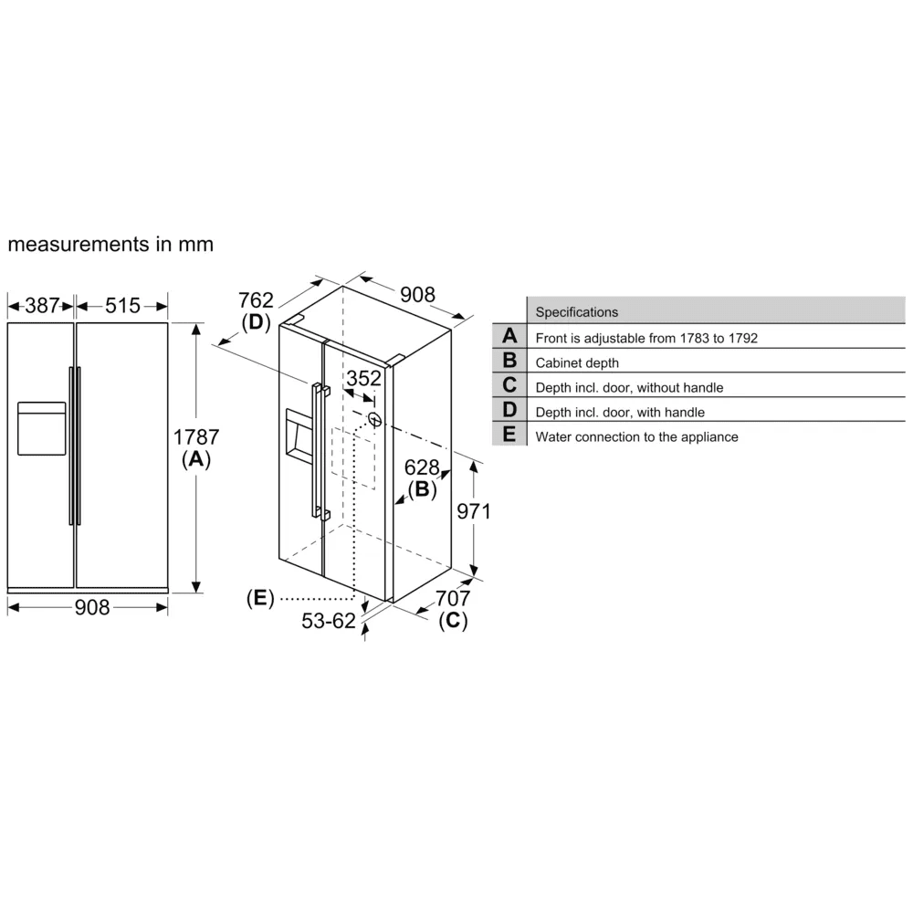 Bosch Series 6 American Fridge Freezer Ice & Water KAD93ABEP - Black Bosch Series 6 American Fridge Freezer Ice & Water KAD93ABEP - Black