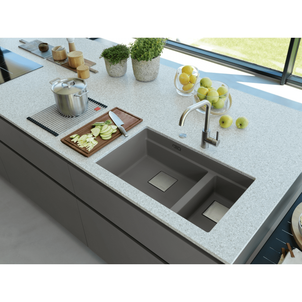 Franke Kubus Fragranite 1.5 Bowl Undermount Sink 125.0633.287 - Stone Grey Franke Kubus Fragranite 1.5 Bowl Undermount Sink 125.0633.287 - Stone Grey