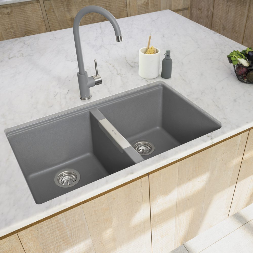 Caple Leesti 200 Double Bowl Undermount Sink LEE200PG - Grey Caple Leesti 200 Double Bowl Undermount Sink LEE200PG - Grey