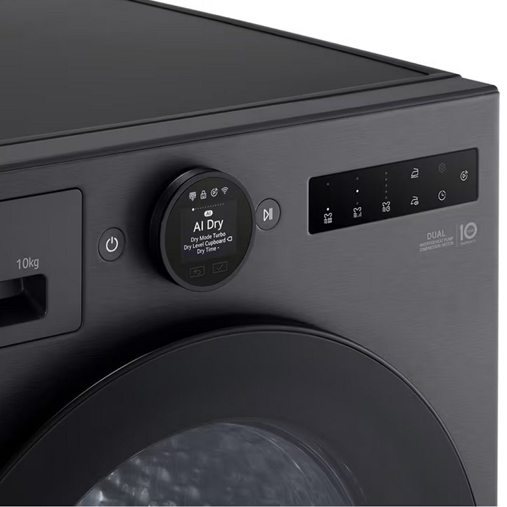 LG Series 7 AI Dry 10kg Heat Pump Tumble Dryer RHX7010TBB - Matte Black LG Series 7 AI Dry 10kg Heat Pump Tumble Dryer RHX7010TBB - Matte Black