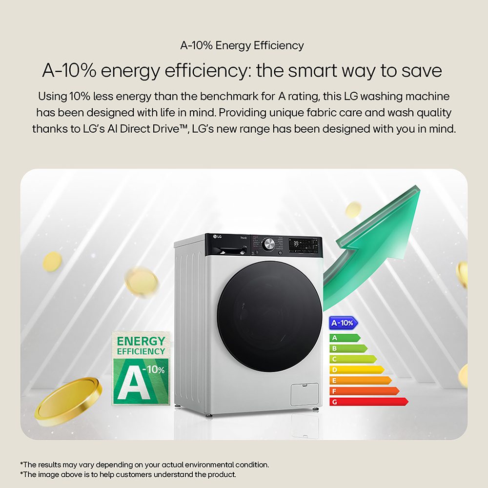 LG Series 4 AI Direct Drive 10kg Washing Machine F4Y510GBLN1 - Slate Grey LG Series 4 AI Direct Drive 10kg Washing Machine F4Y510GBLN1 - Slate Grey