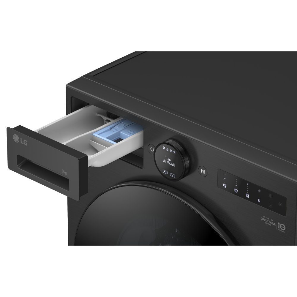 LG Series 7 AI Direct Drive 9kg 1400 Spin Washing Machine F4X7009TBB - Matte Black LG Series 7 AI Direct Drive 9kg 1400 Spin Washing Machine F4X7009TBB - Matte Black