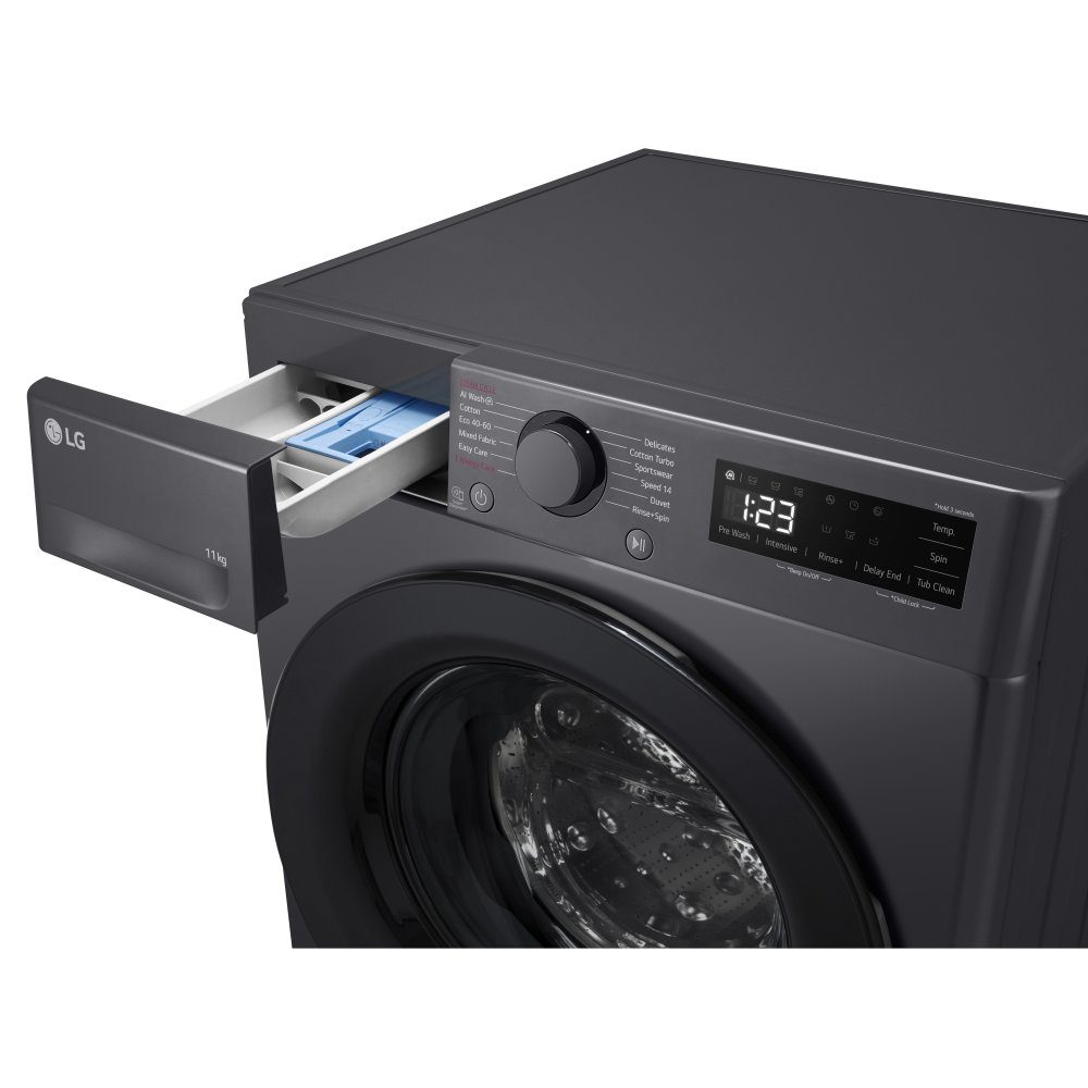 LG Series 4 AI Direct Drive 11kg Washing Machine F4Y511GBLN1 - Slate Grey LG Series 4 AI Direct Drive 11kg Washing Machine F4Y511GBLN1 - Slate Grey