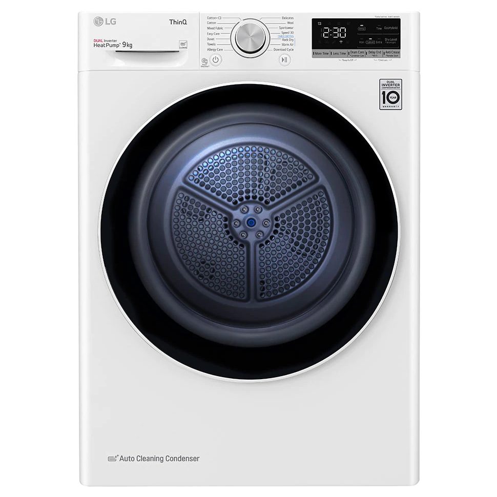 LG Series 4 ThinQ 9kg Heat Pump Tumble Dryer FDV709W - White
