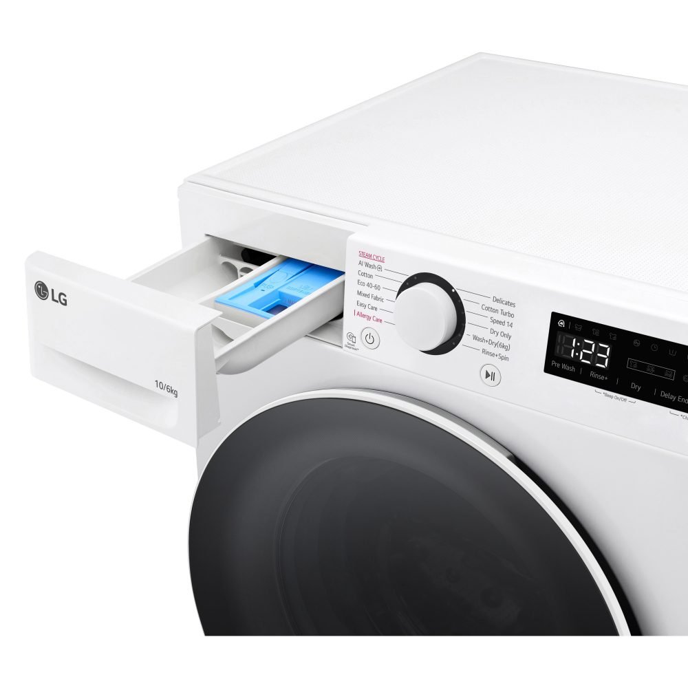 LG 10kg/6kg TurboWash Steam Washer Dryer FWY606WWLN1 - White LG 10kg/6kg TurboWash Steam Washer Dryer FWY606WWLN1 - White