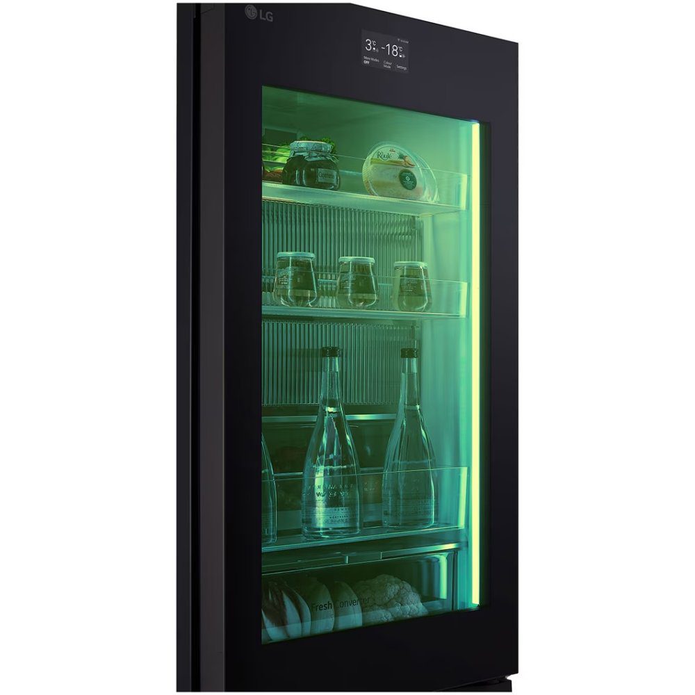 LG 60cm Instaview Frost Free Fridge Freezer GBG7190CEV - Black Steel LG 60cm Instaview Frost Free Fridge Freezer GBG7190CEV - Black Steel