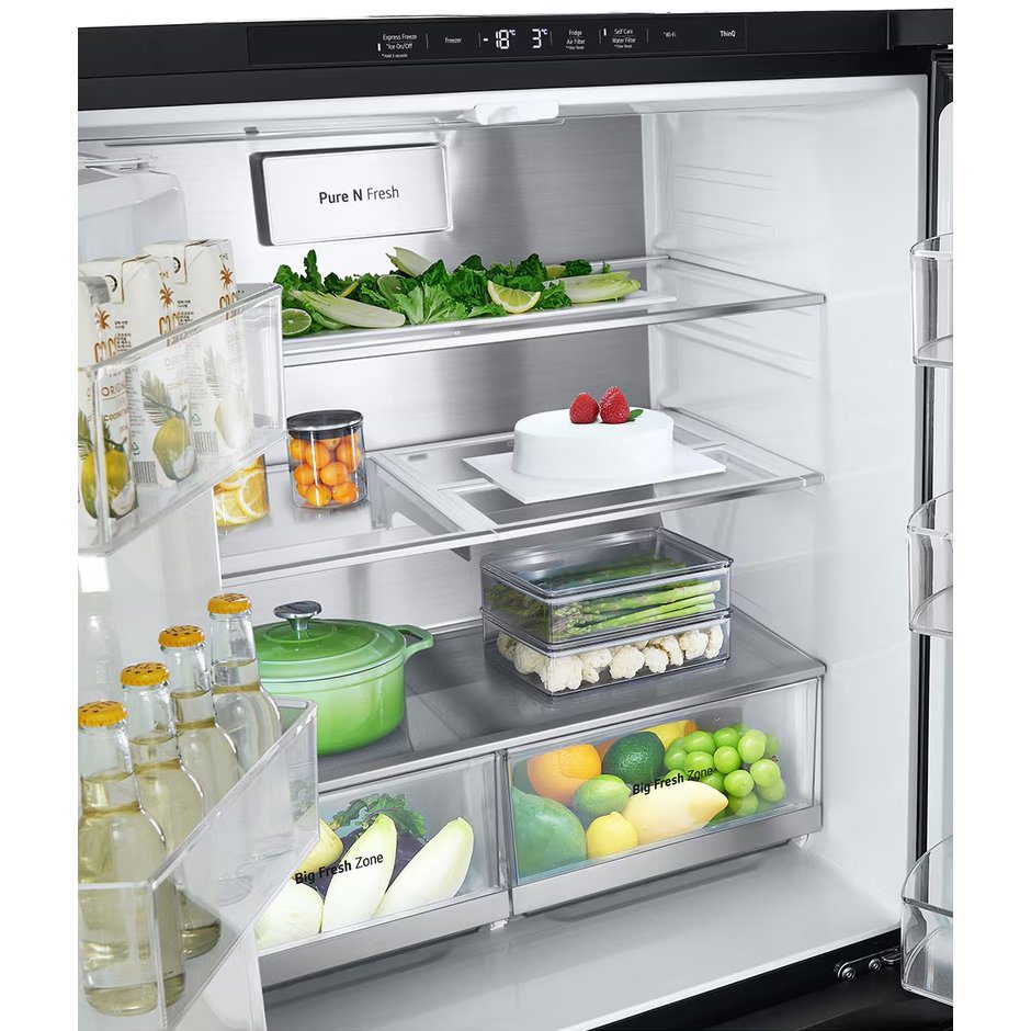 LG Slim Instaview French Style Fridge Freezer With Ice & Water GMG860EPBE - Black Steel LG Slim Instaview French Style Fridge Freezer With Ice & Water GMG860EPBE - Black Steel
