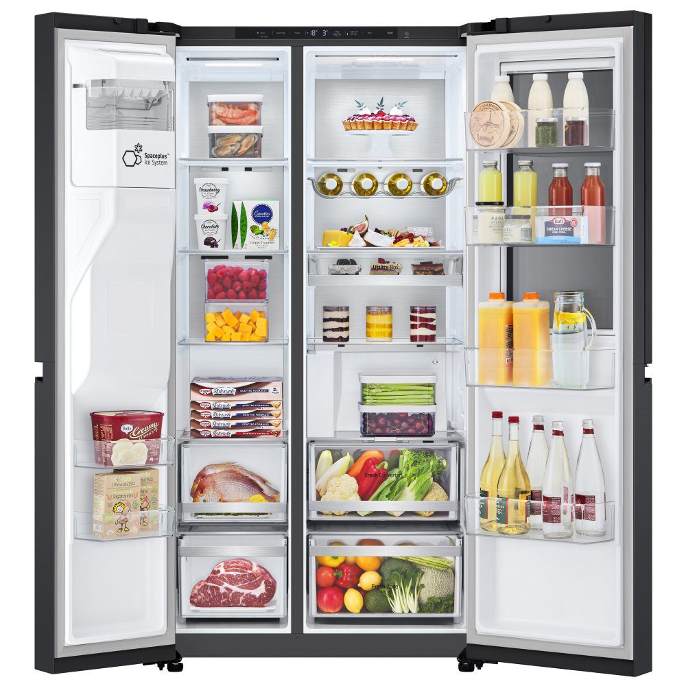 LG Door In Door Instaview American Fridge Freezer With Ice & Water GSXE90EVAD - Black Steel LG Door In Door Instaview American Fridge Freezer With Ice & Water GSXE90EVAD - Black Steel