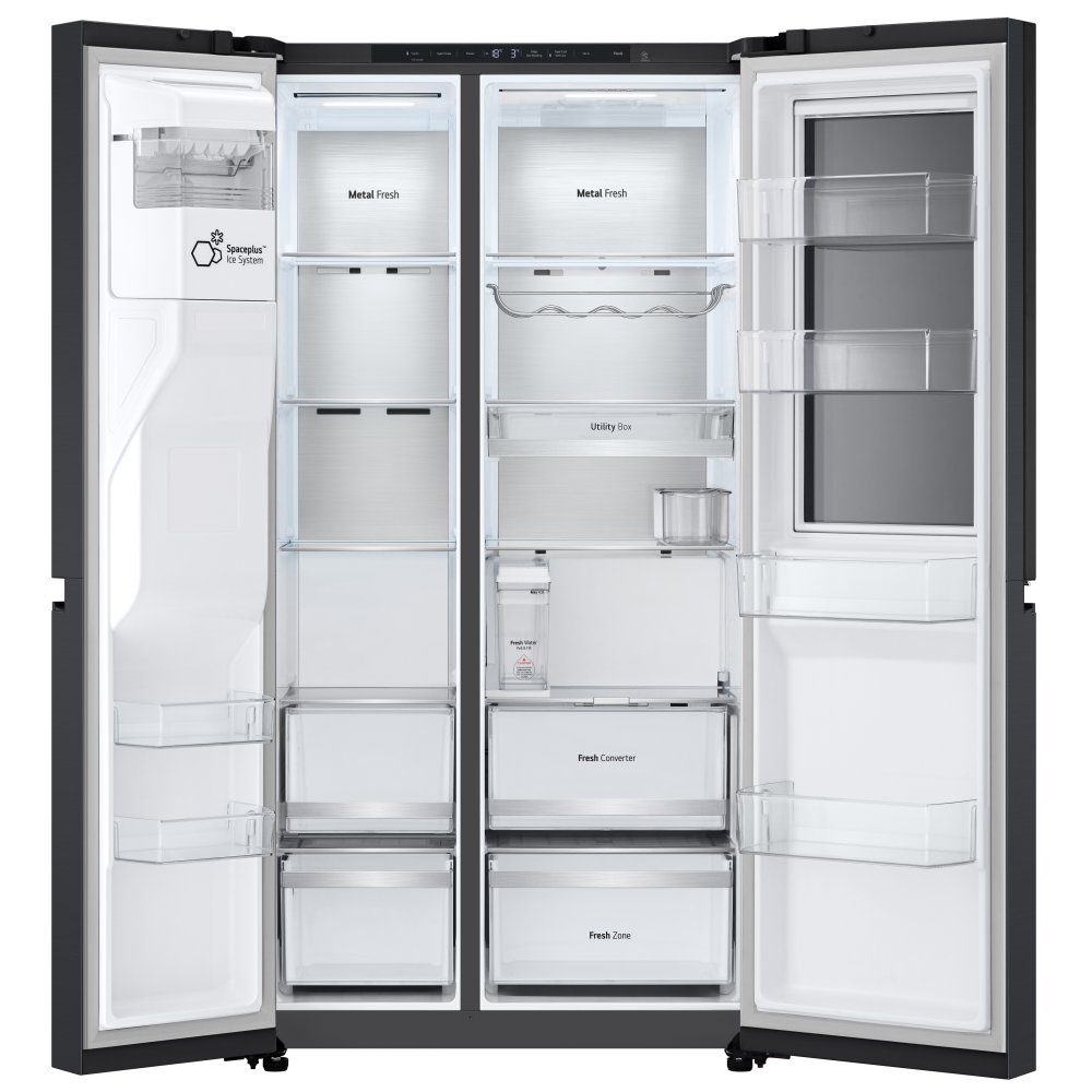 LG Door In Door Instaview American Fridge Freezer With Ice & Water Non Plumbed GSXE91EVAD - Black Steel LG Door In Door Instaview American Fridge Freezer With Ice & Water Non Plumbed GSXE91EVAD - Black Steel