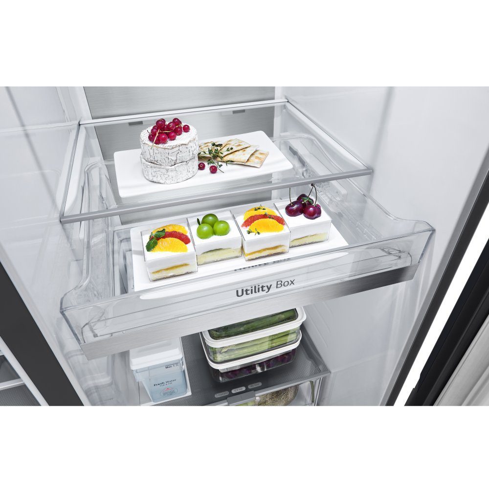 LG Door In Door Instaview American Fridge Freezer With Ice & Water Non Plumbed GSXE91EVAD - Black Steel LG Door In Door Instaview American Fridge Freezer With Ice & Water Non Plumbed GSXE91EVAD - Black Steel