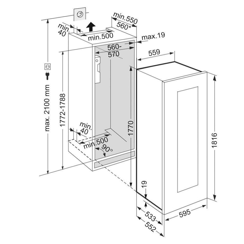 Liebherr 178cm Integrated In Column Vinidor Wine Cooler EWTGB3583 - Black Liebherr 178cm Integrated In Column Vinidor Wine Cooler EWTGB3583 - Black