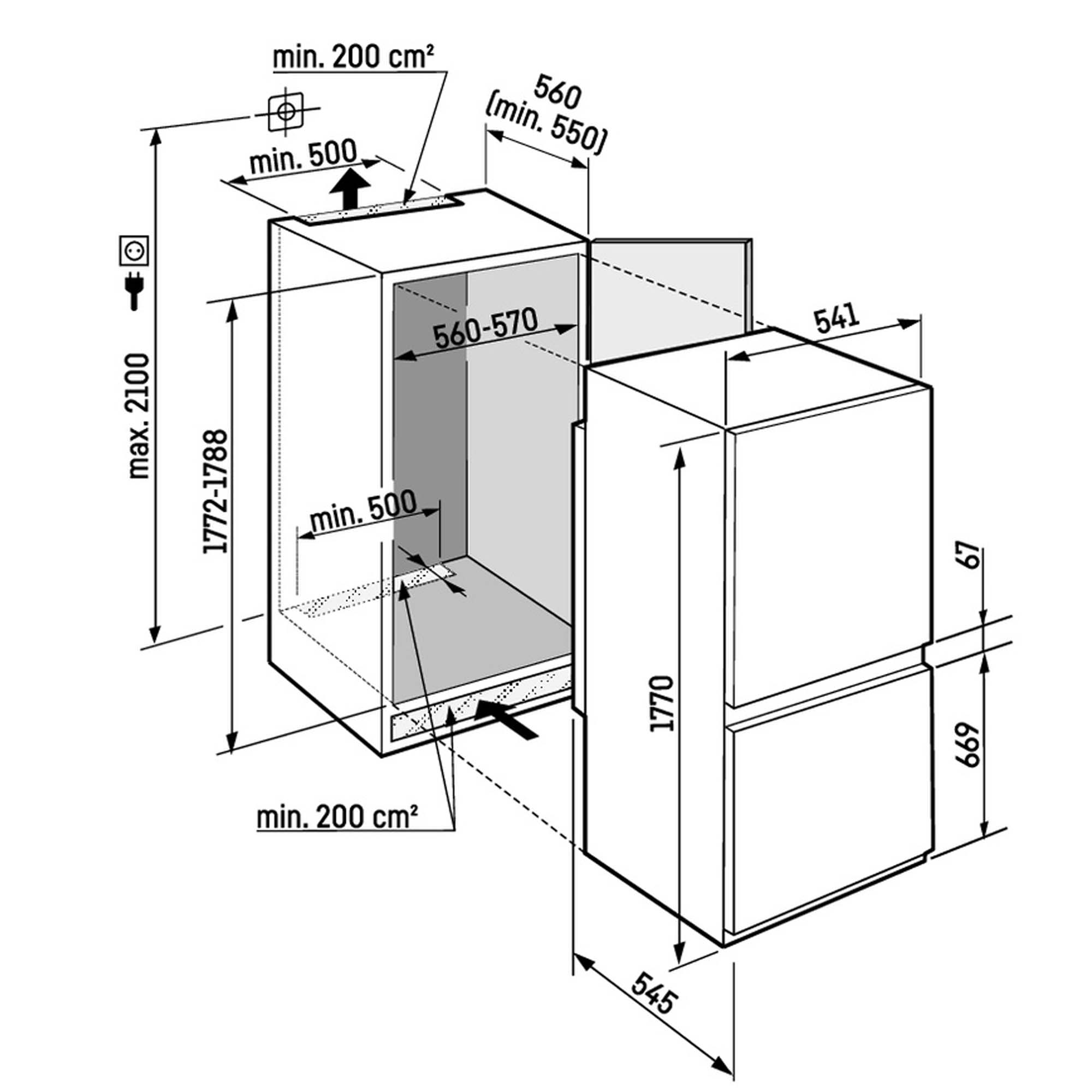 Liebherr 178cm Pure Integrated 70/30 Fridge Freezer ICSE5103 Liebherr 178cm Pure Integrated 70/30 Fridge Freezer ICSE5103
