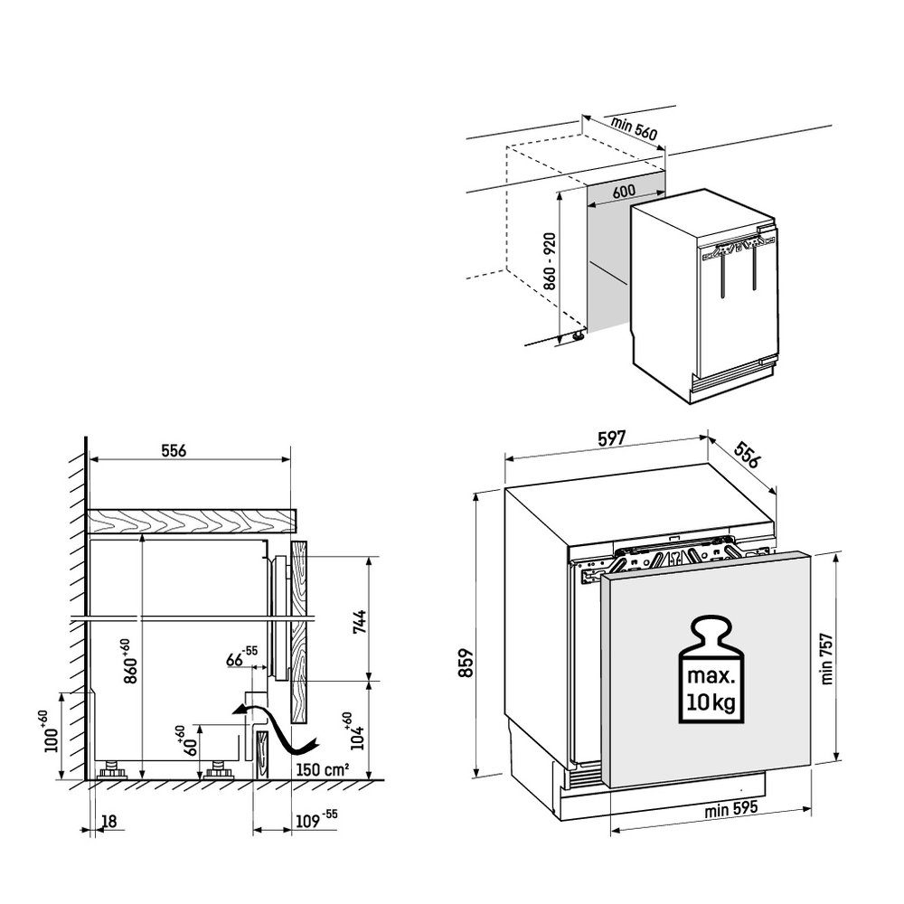 Liebherr Pure Integrated Built Under Fridge With Ice Box URC3701 Liebherr Pure Integrated Built Under Fridge With Ice Box URC3701