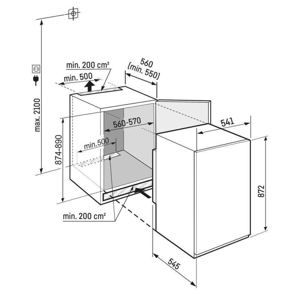Liebherr 88cm Pure Integrated In Column Fridge With Ice Box IRSE3901 Liebherr 88cm Pure Integrated In Column Fridge With Ice Box IRSE3901