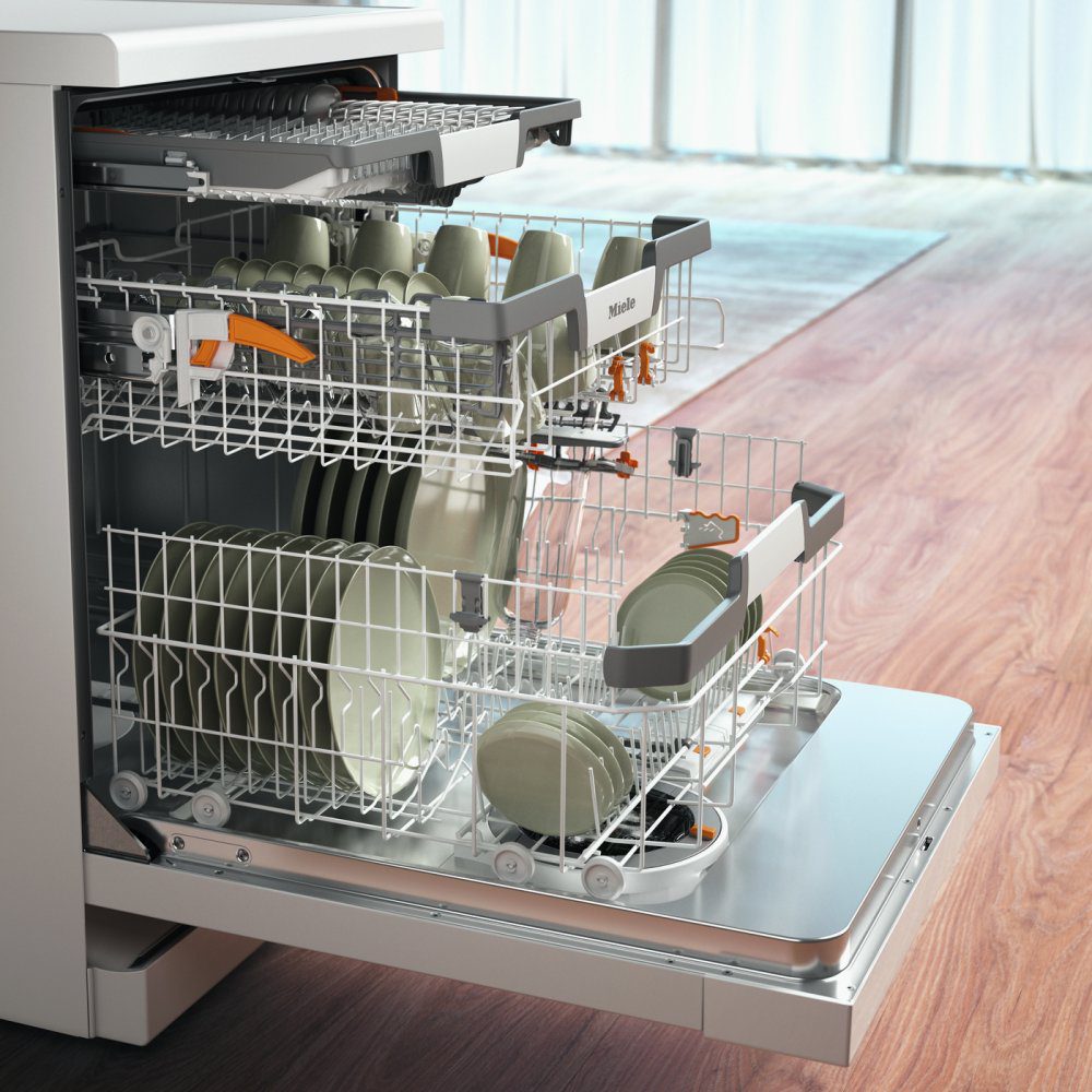 Miele 60cm Freestanding AutoDos PowerDisk Dishwasher G7600SCWH - White Miele 60cm Freestanding AutoDos PowerDisk Dishwasher G7600SCWH - White