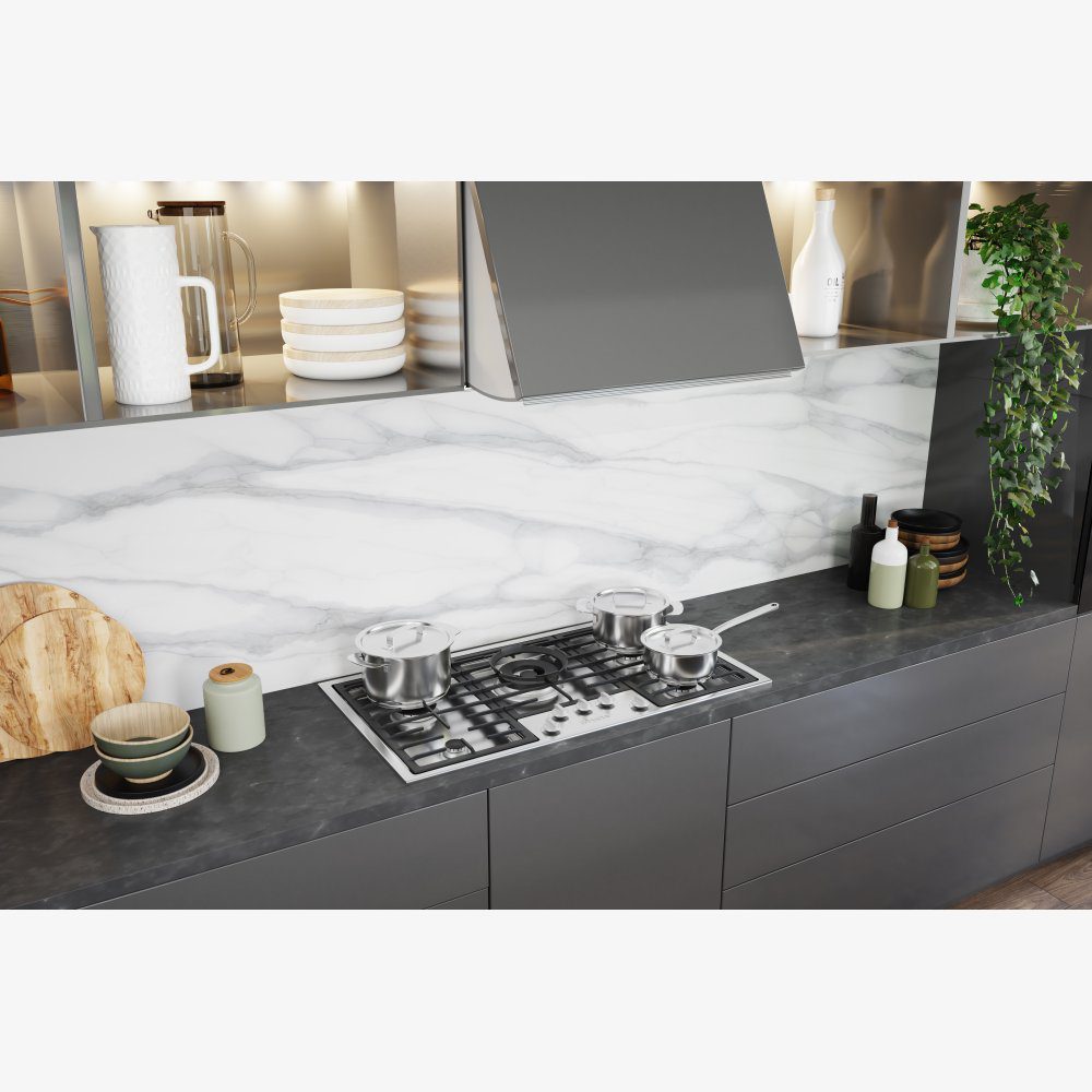 Miele 89cm Low Profile 5 Burner Gas Hob KM2354-1 - Stainless Steel Miele 89cm Low Profile 5 Burner Gas Hob KM2354-1 - Stainless Steel