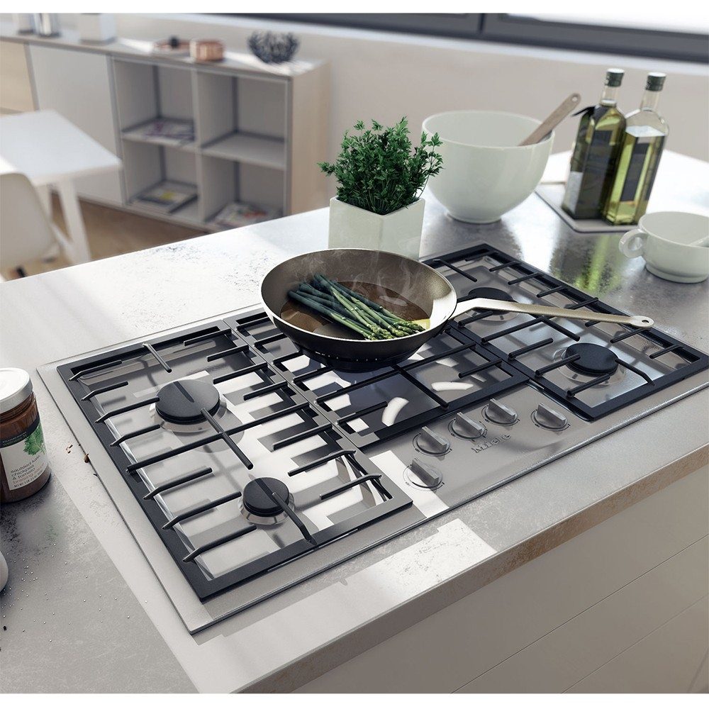 Miele 89cm Low Profile 5 Burner Gas Hob KM2354-1 - Stainless Steel Miele 89cm Low Profile 5 Burner Gas Hob KM2354-1 - Stainless Steel
