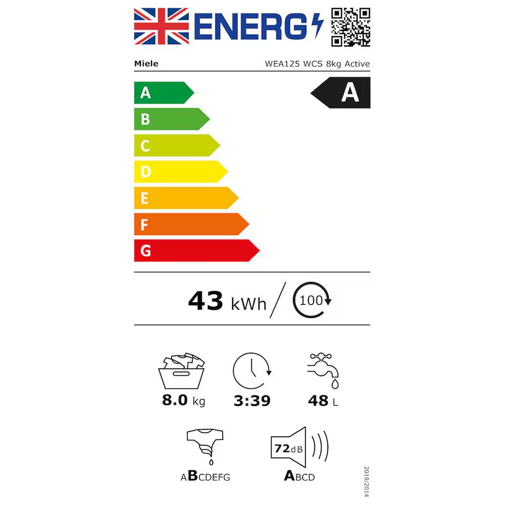Miele 8kg W1 Washing Machine 1400rpm WEA125WCS - White Miele 8kg W1 Washing Machine 1400rpm WEA125WCS - White